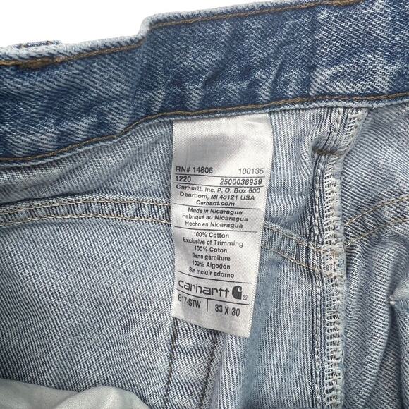 Carhartt Relaxed Fit Heavyweight Tapered Distressed Jeans FLAW Mens 33x30 - Picture 6 of 6